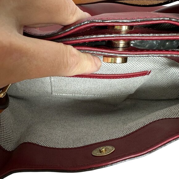 Dooney & Bourke Cranberry Red FLYNN City Tote Shoulder Bag Smooth Leather - Picture 9 of 16